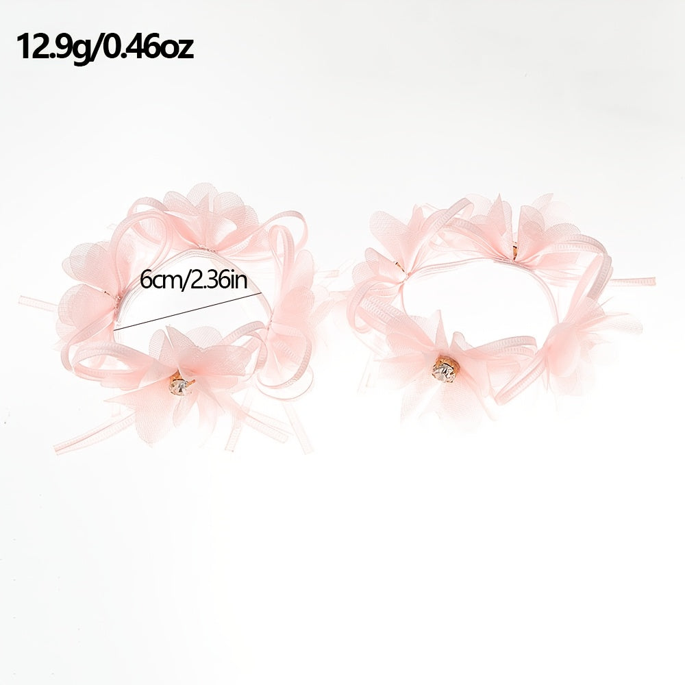 2pcs Girls Flowers Hair Tie Ponytail Holders