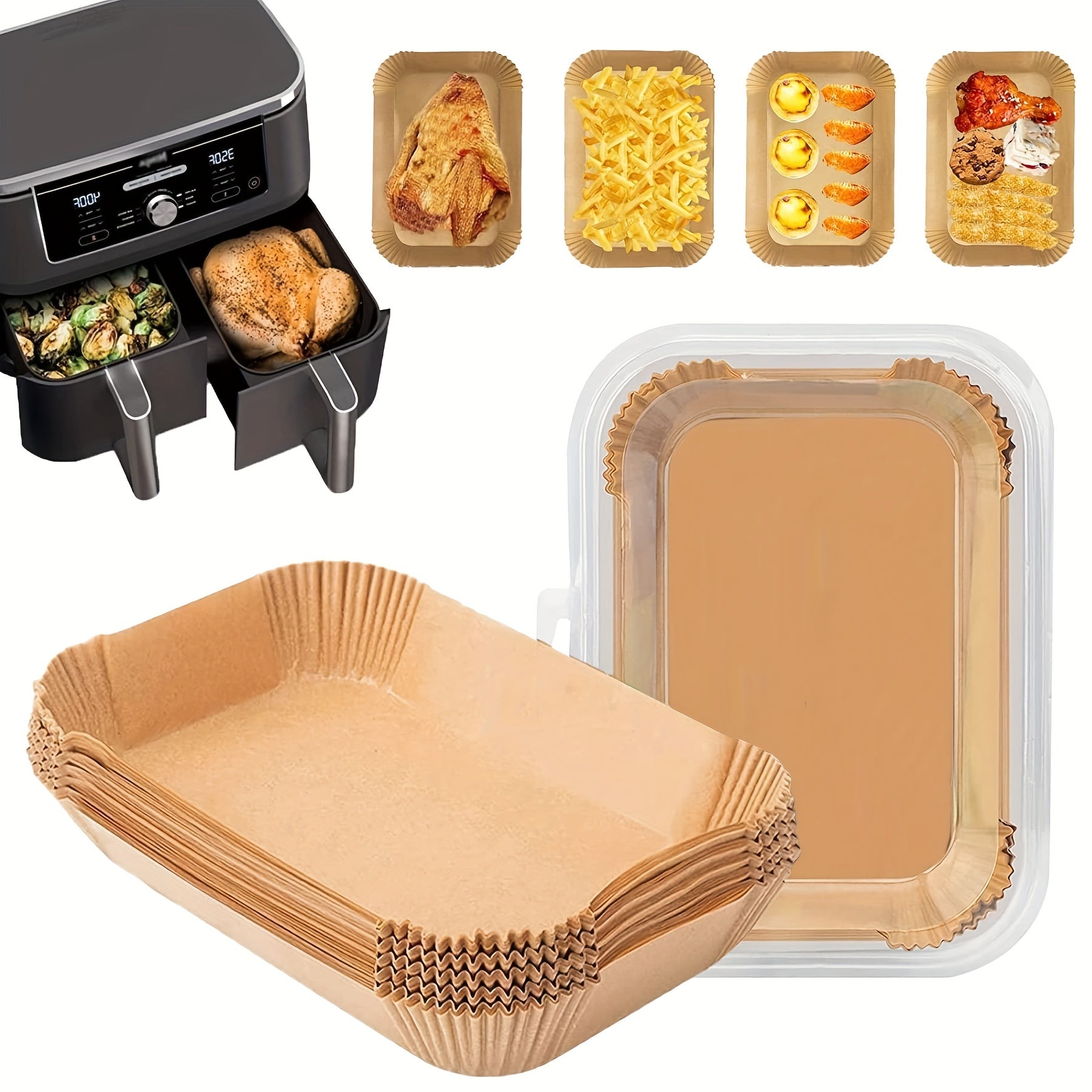 50pcs Disposable Air Fryer Liners Square And Rectangle Paper Air Fryer Liner