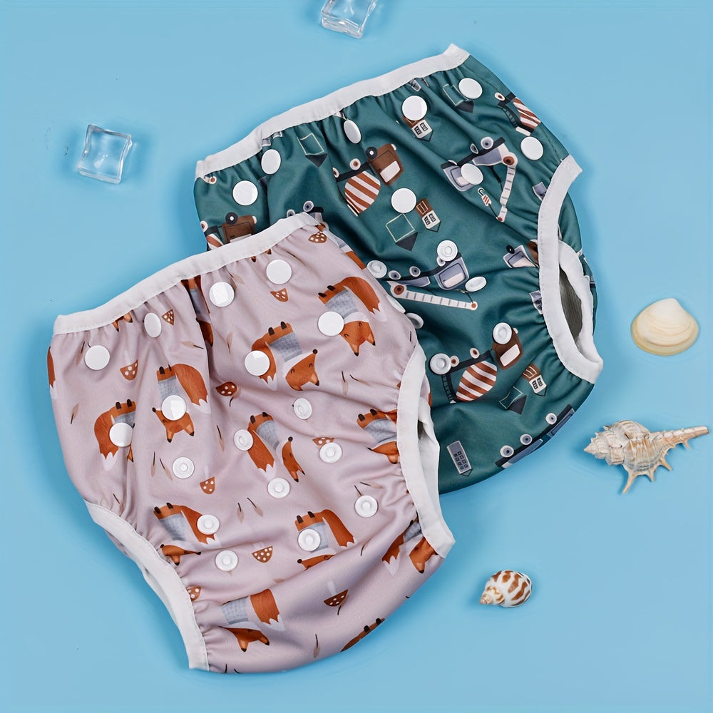 2pcs Rainbow Flower Set Swim Diaper Waterproof Adjustable Baby Swimming Diaper
