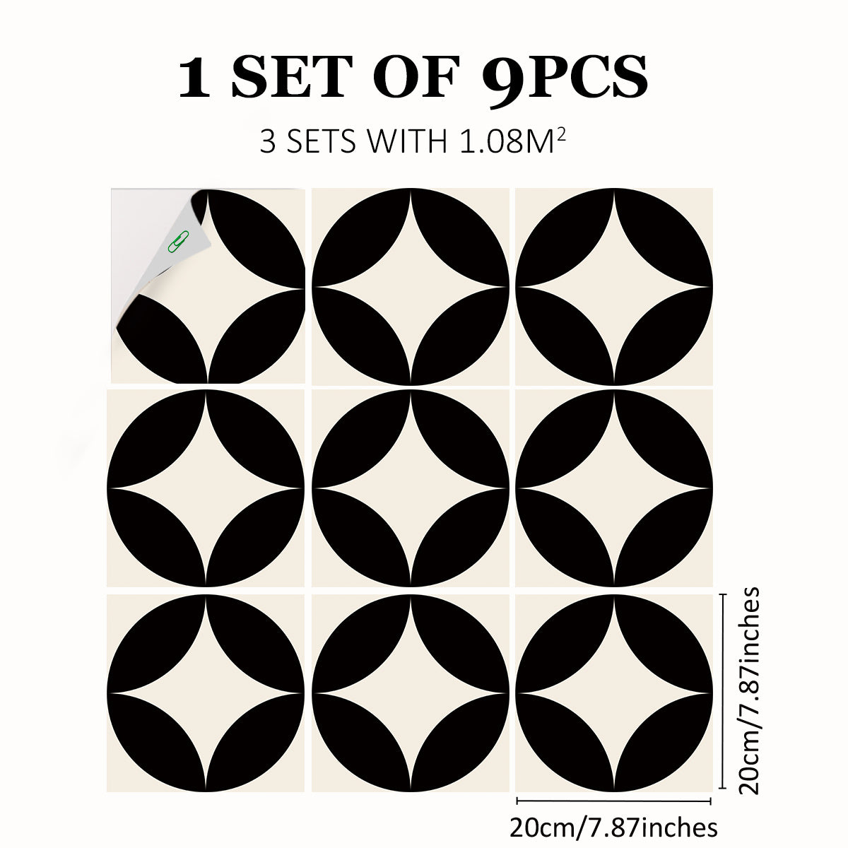 9pcs Gray & Green Floor Tile Sticker Waterproof Vinyl Matte Floor Sticker