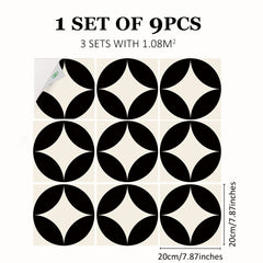 9pcs Gray & Green Floor Tile Sticker Waterproof Vinyl Matte Floor Sticker