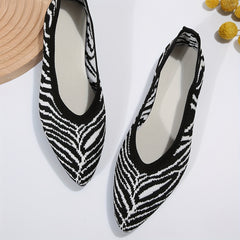 Knitted Pointed Flat Shoes Soft Sole Breathable Ballet Flats