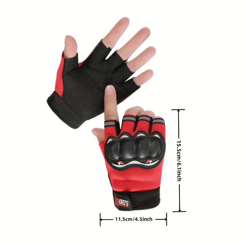 Unisex Fingerless Gloves with Knuckle Protection for Motorcycle Bike