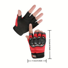 Unisex Fingerless Gloves with Knuckle Protection for Motorcycle Bike