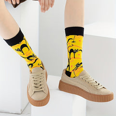 3 Pairs Bat & Skull Print Socks Halloween Crew Socks Women's Stockings