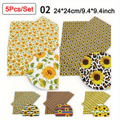 5pcs Sunflower Printed Fabric For Patchwork Sewing Quilting
