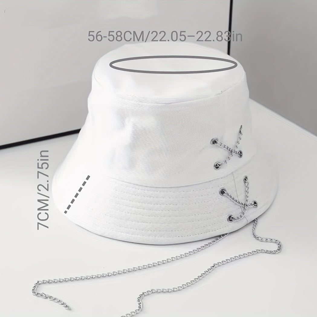 Solid Cotton Bucket Hat Colorful Ribbon Decor Fisherman Cap