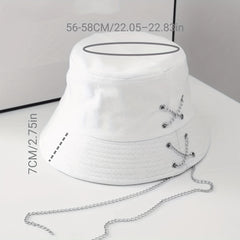 Solid Cotton Bucket Hat Colorful Ribbon Decor Fisherman Cap