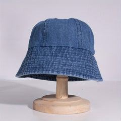Dark Denim Bucket Hat Washed Casual Basin Hat Unisex Sunscreen Fisherman Cap