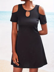 Sexy Dress Women's Plus Cold Shoulder Cut Out Round Neck Mini Dress
