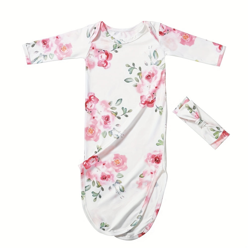 Newborn Photo Prop Stretch Sleeping Bag Set with Hairband