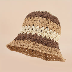 Rainbow Straw Woven Bucket Hat Stylish Face Shield For Men