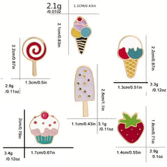 Summer Ice Cream Strawberry Cartoon Brooch Fun Badge Backpack Lapel