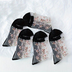 5 Pairs Mesh Sheer Socks Floral Print Stockings Women's Hosiery