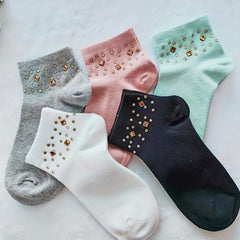Rhinestone Crew Socks for Women