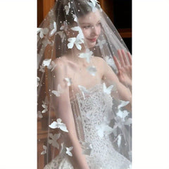Cathedral Wedding Veil with Butterfly Lace Train
