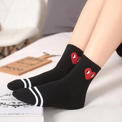 Heart Pattern Crew Socks Women's Stockings