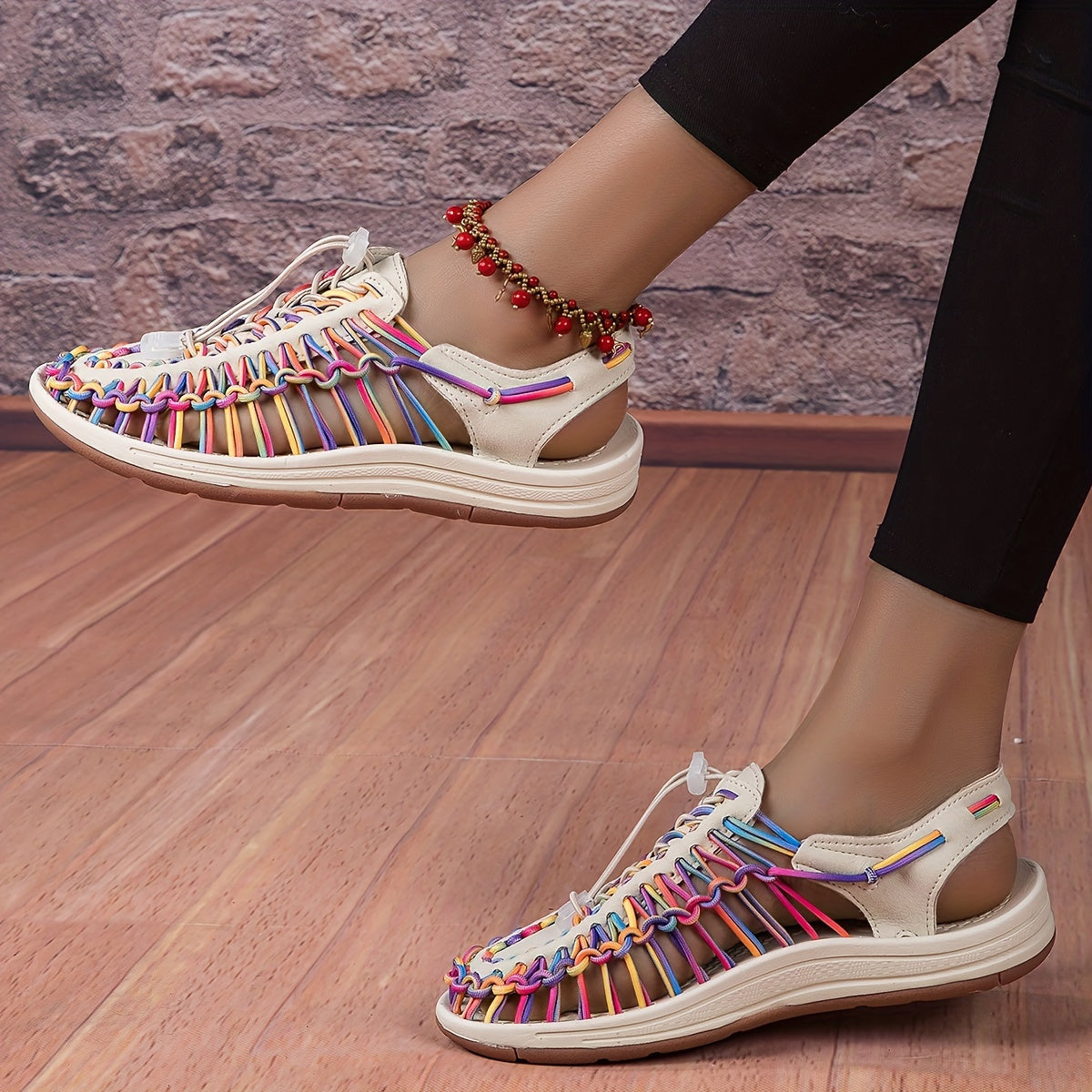 Woven Women's Casual Sandals Breathable Closed Toe Hole Sandals Slippers