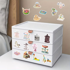 52pcs 3D Amusement Park Cartoon Stickers for Scrapbooks Desks Water Bottles