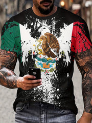 Eagle & Snake Print Men's Long Sleeve Novelty T-shirt for Autumn