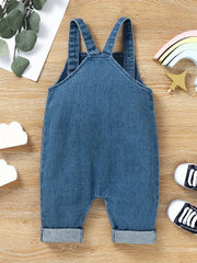Baby Boys Casual Cloud And Sun Embroidered Denim Overalls Summer Baby Clothes