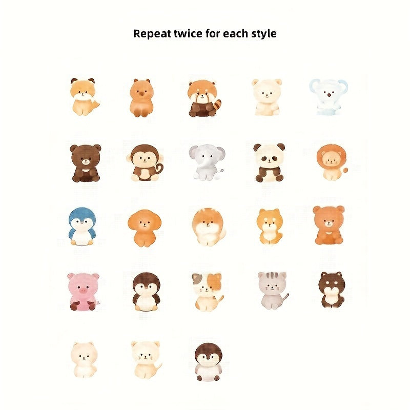 46pcs Animal Stickers Pack - DIY Journal Decoration Adhesive Sealing Stickers