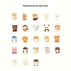 46pcs Animal Stickers Pack - DIY Journal Decoration Adhesive Sealing Stickers