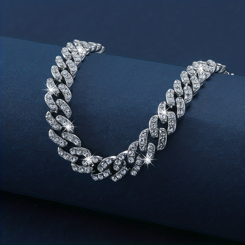 Glitter Rhinestone Cuban Chain Bracelet Women's Jewelry Gift