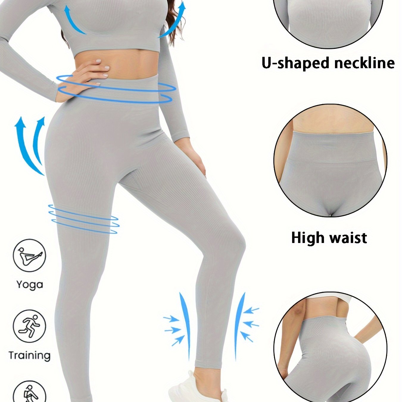 Yoga Workout Set Quick Drying Top & Stretch Leggings Women's Activewear