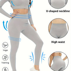 Yoga Workout Set Quick Drying Top & Stretch Leggings Women's Activewear