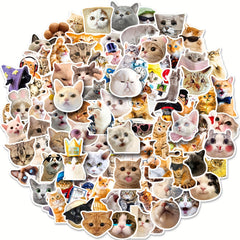 100pcs Realistic Cat Mixed Stickers for Water Cup Computer Mobile Phone Decor