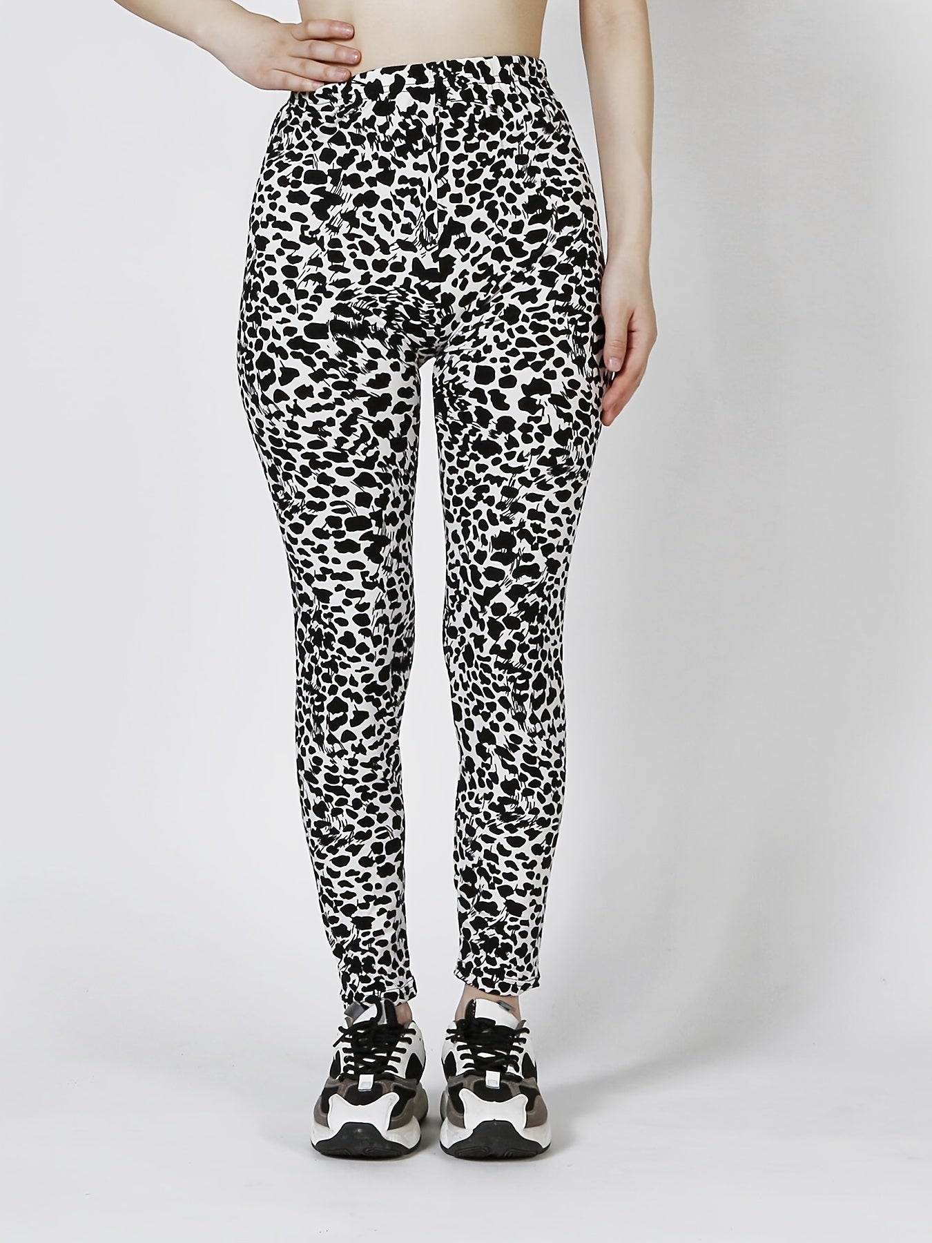 Leopard Print Skinny Leggings High Waist Casual Stretchy Leggings