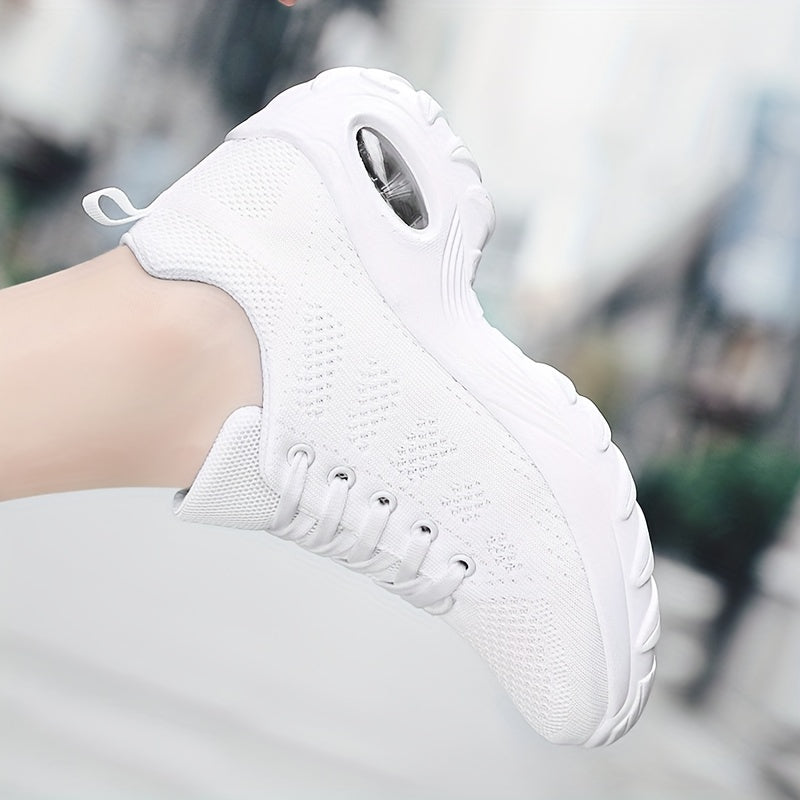 Women's Solid Air Cushion Jazz Dance Shoes Lace-Up Mesh Sneakers