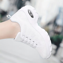 Women's Solid Air Cushion Jazz Dance Shoes Lace-Up Mesh Sneakers