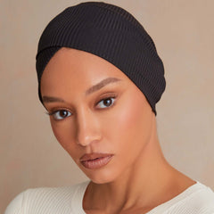 Striped Inner Cap Scarf Solid Turban Cap Casual Hijab