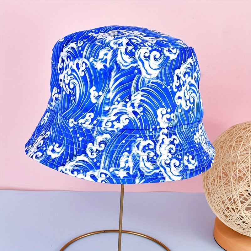 Unisex Sunshade Bucket Hat w/ Spray Pattern Eco-Friendly Double-Sided Sun Hat