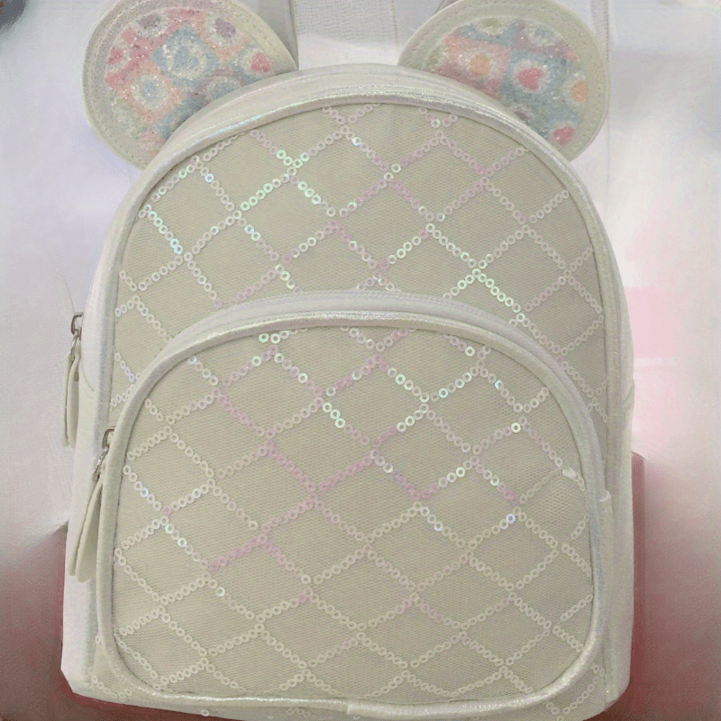 Kids Rhombus Cartoon Backpack PU Leather School Bag