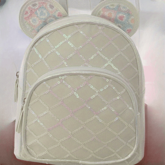Kids Rhombus Cartoon Backpack PU Leather School Bag