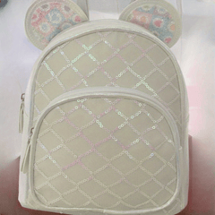 Kids Rhombus Cartoon Backpack PU Leather School Bag