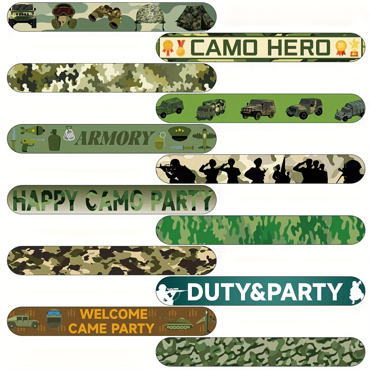 12pcs Army Memorial Slap Bracelets for Kids Boys & Girls