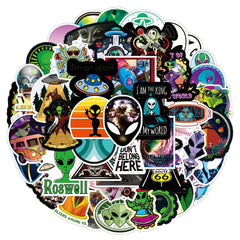 50pcs Alien Waterproof Sticker Pack for Laptop Phone Luggage Guitar