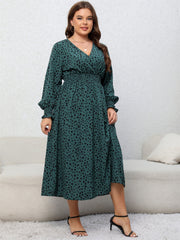 Dalmatian Print Flounce-Sleeve Maxi Dress