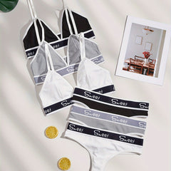Letter Print Bra & Panties Lingerie Set