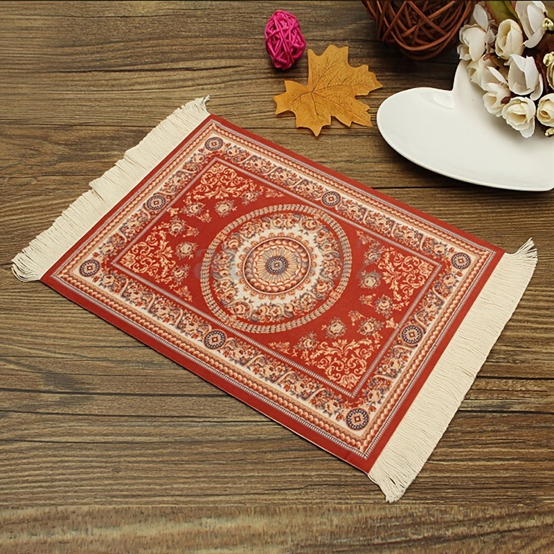 Rectangular Persian Mini Rug Woven Rug Mouse Pad Carpet Tassel Mat