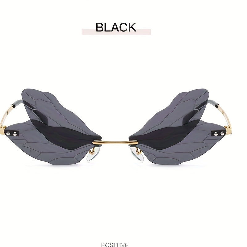 Dragonfly Wing Sunglasses Rimless Glasses Metal Temple Eyewear