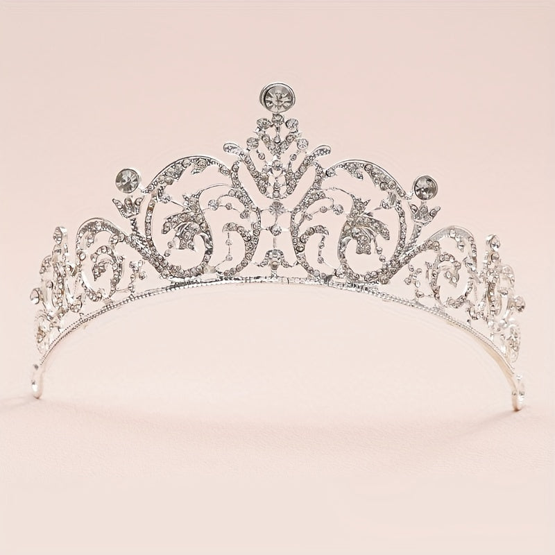 Baroque Style Rhinestone Crown Tiara Wedding Bridal Hair Accessory
