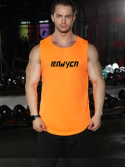 Men's Letter Pattern Sports Tanktop Quick Drying Breathable Shirt