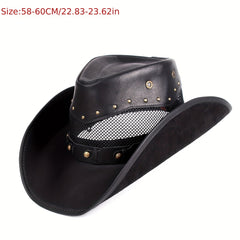 Leather Cowboy Hat Unisex Western Fedora Sombrero Hombre Caps