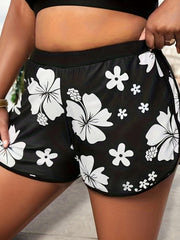 Floral Print Swimsuit Shorts Loose Fit High Stretch Tankini Bottoms