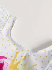 Girl's Animal Print Tankini Ruffle Swimsuit